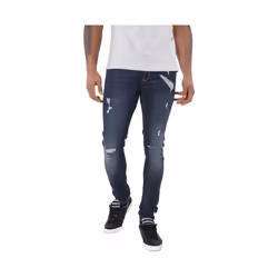 Jean Slim - Kaporal - Pixel Dynamo Destroy - Bleu - Taille 26W-32L - Délavé et déchiré