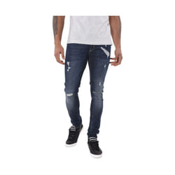 Jean Slim - Kaporal - Pixel Dynamo Destroy - Bleu - Taille 26W-32L - Délavé et déchiré