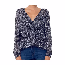 KAPORAL -  Blouse bleue fleurie Femme en 100% polyester recyclé VIAN