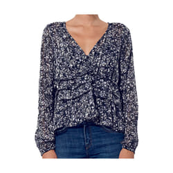 KAPORAL -  Blouse bleue fleurie Femme en 100% polyester recyclé VIAN