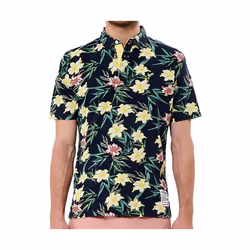 KAPORAL - Polo fleuri bleu Homme en 100% coton NEVER