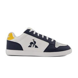 Baskets enfant Le Coq Sportif Breakpoint Sport - Bleu foncé/jaune - Cuir - Lacets - Plat