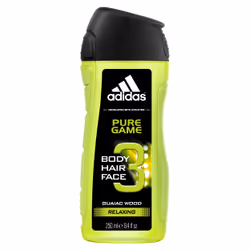 Adidas Pure Game 3in1, Gel douche, 250 ml, Adultes, Hommes, Corps et cheveux, Peau normale