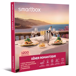 Coffret Cadeau SMARTBOX - Dîner romantique - 1 menu romantique avec vin champagne ou cocktail pour 2 personnes