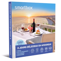 Coffret Cadeau SMARTBOX - 3 jours délicieux en amoureux - 2 nuits avec petits-déjeuners et 1 ou 2 dîners pour 2 personnes