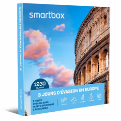 Coffret Cadeau SMARTBOX - 3 jours dévasion en Europe - 2 nuits avec ou sans petits-déjeuners pour 2 personnes