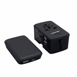 Adaptateur secteur de voyage avec batterie externe pour smartphone et tablette - Blaupunkt - BLP7030-133 - Noir