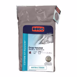Drap housse antibactérien pour un sommeil sain Le drap housse DODO en taupe (160x200 cm) allie hygiène et confort grâce à son ...