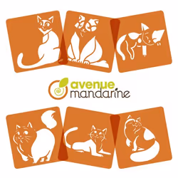 Avenue Mandarine Schablonen Set Katzen Orange Pochoir art