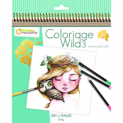 Avenue Mandarine Carnet de coloriage Wild 3, 28 pages, Fille, Livre/album de coloriage