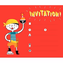 Clairefontaine Cartes D’Invitation, Pirates, 5 an(s), Papier, Rouge