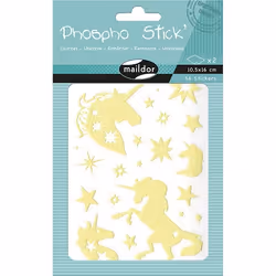 Clairefontaine Phospho' Stick, Sach 2 pl 10,5x16cm, Licornes, 56 pièce(s), 4 an(s), Jaune