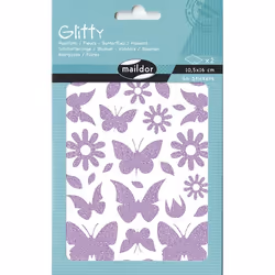 Clairefontaine Glitty, Sach 2 Pl 10,5X16Cm, Papillons / Fleurs, Violet