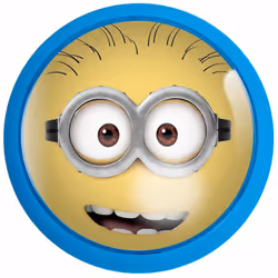 Petite Lampe Veilleuse ronde à Led Minions Dim : 13 x 13 x 3.5 cm Fonctionne avec 4 piles LR06 non incluses.