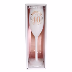 Flûte À Champagne - Stc - Anniversaire 40 Ans - Verre Blanc Et Rose - Élégante - 1 Pièce - Vue supplémentaire 2