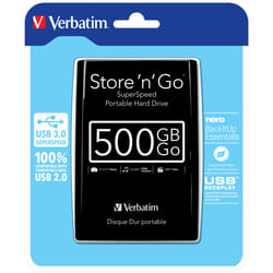 Verbatim Disque dur portable USB Store 'n' Go 3.0, 500 Go, noir