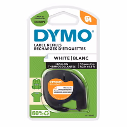 DYMO LetraTag® étiquettes thermocollantes - 12mm x 2m, Noir sur blanc, Nylon, Belgique, DYMO, LetraTag 100T, LetraTag 100H, 1 ...