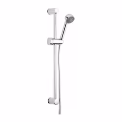 Ensemble de douche chromé Fixation murale entraxe 55,5 cm Barre de douche curseur à molette Douchette 1 jets Flexible inox 1, ...