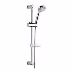 Ensemble de douche chromé Fixation murale entraxe 55,5 cm Barre de douche curseur à bouton Douchette 1 jets Ø 80 mm Flexible  ...