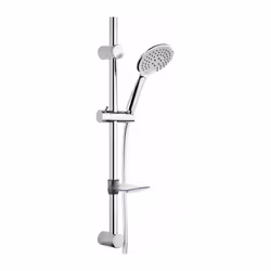 Ensemble de douche chromé Fixation murale entraxe 40 à 62 cm Barre de douche curseur à poignée Douchette 3 jets Ø 120 mm Flex ...