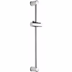 Tube inox, pieds en ABS Curseur à bouton avec support orientable Fixation de la douchette sur le cône du flexible Longueur : ...