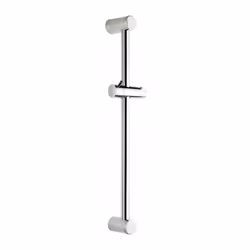Barre de douche inox chromé Diamètre : 25 mm Enraxe : 55,5 cm Livré avec curseur à poignée Vendu par 1