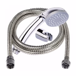 Ensemble de douche chromé Fixation murale Support de douchette fixe Douchette 1 jets Ø 68 mm Flexible inox 1,5 m Vendu par 1