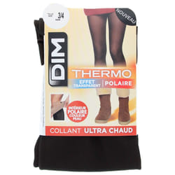DIM Collant Polaire Thermo Effet Transparent Noir 1 Paire - Taille : 3/4
