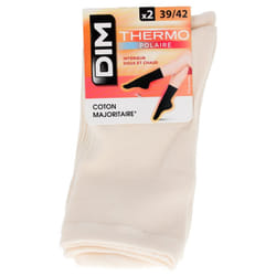DIM Chaussettes Thermo Polaire Crème 2 Paires - Taille : 39/42