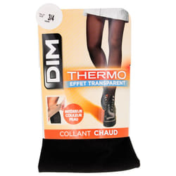 DIM Collant Thermo Effet Transparent Noir 1 Paire - Taille : 3/4