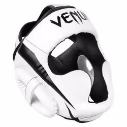 Casque de Boxe - VENUM - ELITE - Cuir Shintex Premium - Mousse triple densité - Mixte Blanc/Noir