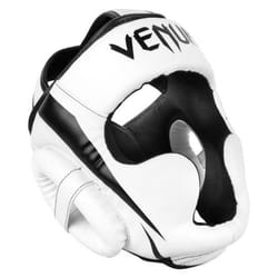 Casque de Boxe - VENUM - ELITE - Cuir Shintex Premium - Mousse triple densité - Mixte Blanc/Noir