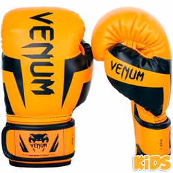 Gants de boxe - Venum - Elite - Enfants - Orange fluo - Semi Cuir