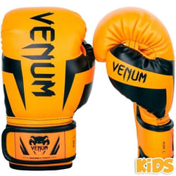Gants de boxe - Venum - Elite - Enfants - Orange fluo - Semi Cuir