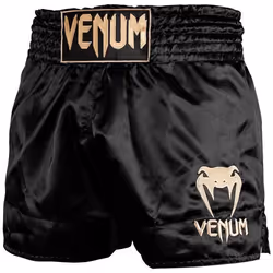 Venum Classic Short de Muay Thai Mixte Adulte Noir-Or FR : S (Taille Fabricant : S) - VENUM-03813-126-S