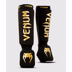 Venum -0480-126, Boxe et arts martiaux, Protège-tibia, Noir, Or, S, Adulte, Unisexe