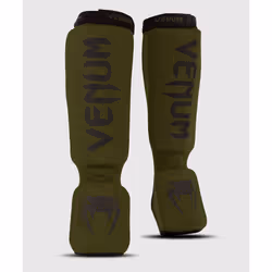 Venum -0480-200-XS, Boxe et arts martiaux, Protège tibia et coup de pied, Noir, Kaki, XS, Adulte, Coton