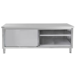 Table de travail Inox 600 avec portes coulissantes 1200 mm - Casselin