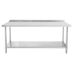 Table de travail inox 700 avec dosseret et étagère 1000 mm - Casselin