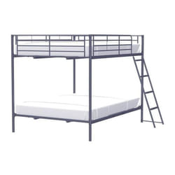 Lits superposes en metal - Dark Grey - Sommiers inclus - 2 x 140 x 190 cm - alice