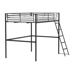 Lit mezzanine en metal - Noir - Sommier inclus - 140 x 200 cm - eliot
