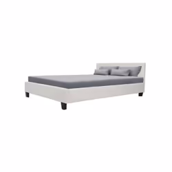 KANSAS lit fixe finition PU avec sommier lattes en bois, coloris blanc