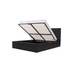 Lit adulte 140 x 190 cm + coffre de rangement - Simili noir - Sommier inclus - martin