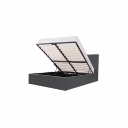 Martin Lit adulte 140 x 190 cm + coffre de rangement - Simili gris - Sommier inclus