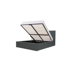 Martin Lit adulte 140 x 190 cm + coffre de rangement - Simili gris - Sommier inclus
