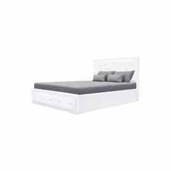 VIRGINIA lit coffre finition PU avec sommier lattes en bois, coloris blanc