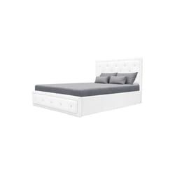 Virginia Lit coffre adulte 160x200 cm - Simili blanc - Sommier inclus