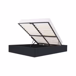 Lit plateforme avec coffre de rangement pour couchage 160 x 200 cm PU noir