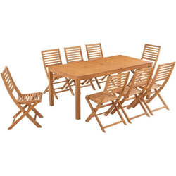 Ensemble repas de jardin - HAVANA - Bois Eucalyptus FSC - Table 180 x 90 cm + 8 chaises - 8 personnes