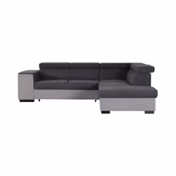 Canapé d'angle droit convertible 5 places ARMSTRONG en tissu microfibre gris clair et gris foncé. Dimensions du canapé longue ...